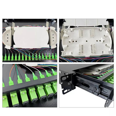1U 19&quot; 24 Bağlantı Noktalı SC Tek Yönlü/LC Çift Yönlü Fiber Optik Raf Montajlı Muhafaza Fiber Bağlantı Paneli-Boşaltma