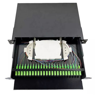 1U 19&quot; 24 Bağlantı Noktalı SC Tek Yönlü/LC Çift Yönlü Fiber Optik Raf Montajlı Muhafaza Fiber Bağlantı Paneli-Boşaltma