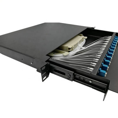 Sürgülü Fiber Optik Yama Paneli 12 Bağlantı Noktalı Rafa Monte Edilmiş 1U 19 İnç