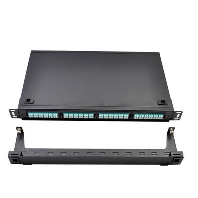 1U MTP Kaset Modülü 96F MPO - LC Bağlantı Paneli Raf Montajı Siyah