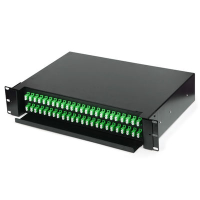 48 Bağlantı Noktalı 2U Fiber Optik Muhafaza SC Simplex / LC Dubleks Kayar Yama Paneli