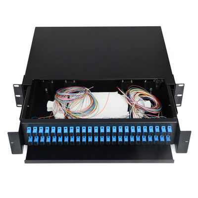 48 Bağlantı Noktalı 2U Fiber Optik Muhafaza SC Simplex / LC Dubleks Kayar Yama Paneli