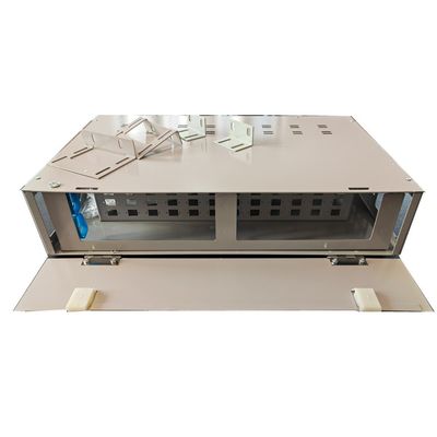Gri 48 Bağlantı Noktalı Yama Paneli 2U SC Fiber Optik Dağıtım Kutusu Dönüş Tipi
