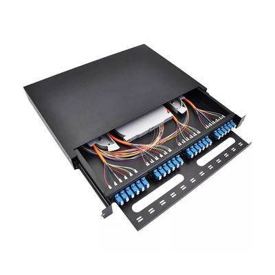 MPO Raf Montajlı Fiber Panel Muhafazası 24 Bağlantı Noktalı LC Fiber Bağlantı Paneli 1U