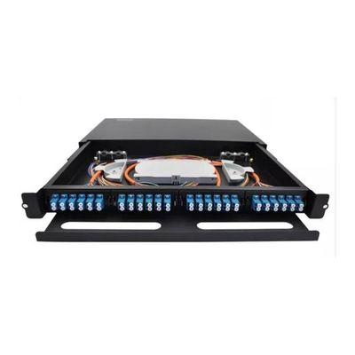 MPO Raf Montajlı Fiber Panel Muhafazası 24 Bağlantı Noktalı LC Fiber Bağlantı Paneli 1U
