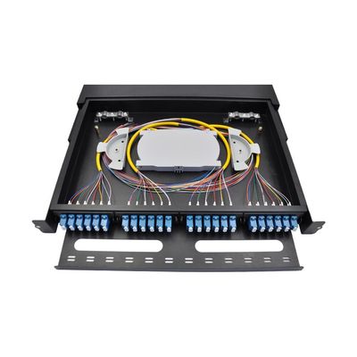 MPO Raf Montajlı Fiber Panel Muhafazası 24 Bağlantı Noktalı LC Fiber Bağlantı Paneli 1U