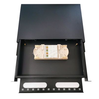 Siyah ODF Bağlantı Paneli Simplex 24F 24 Bağlantı Noktalı ST Fiber Bağlantı Paneli Yüz Plakası 6 Yuva
