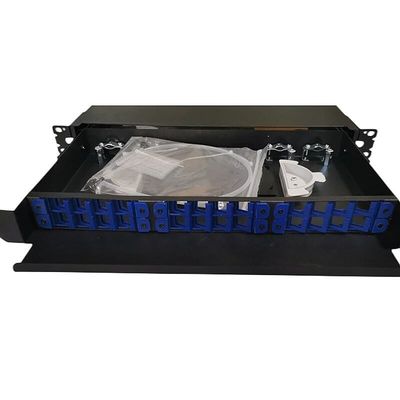 19&quot; 24 Bağlantı Noktalı Fiber Optik Bağlantı Paneli Dahili Kabin Montajlı 1U ODF 24 Çekirdek