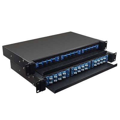 19&quot; 24 Bağlantı Noktalı Fiber Optik Bağlantı Paneli Dahili Kabin Montajlı 1U ODF 24 Çekirdek