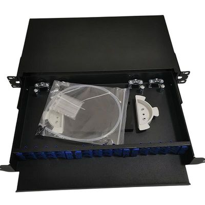 19&quot; 24 Bağlantı Noktalı Fiber Optik Bağlantı Paneli Dahili Kabin Montajlı 1U ODF 24 Çekirdek