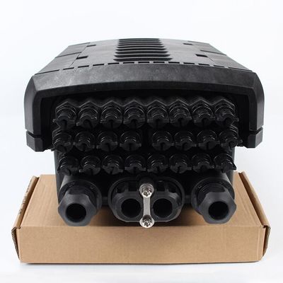 Siyah Fiber Optik Ek Kapatma Kutusu Su Geçirmez FTTH Ortak Kutusu 2 Giriş 24 Çıkış