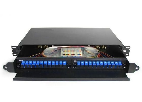 Siyah Raf Montajlı Fiber Sonlandırma Kutusu FC Bağlantı Paneli ODF 24Core