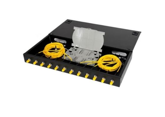 Sabit Fiber Optik Raf Montaj Muhafazası 12 Çekirdek Bağlantı Paneli 1U St Upc Adaptörü