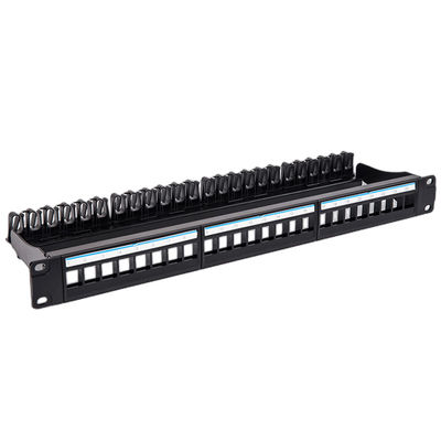 Siyah UTP 1U Keystone Yama Paneli 24 Bağlantı Noktalı CAT6 Boş RJ45 Jakları