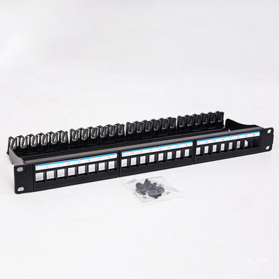Siyah UTP 1U Keystone Yama Paneli 24 Bağlantı Noktalı CAT6 Boş RJ45 Jakları