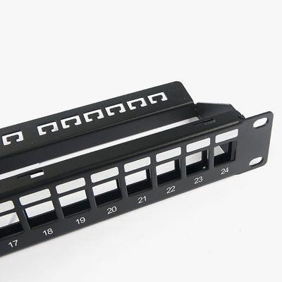 Yönetim Çubuğu ile RJ45 Ağ Yama Paneli 24 Bağlantı Noktalı 1U Keystone C5 / C5E C6