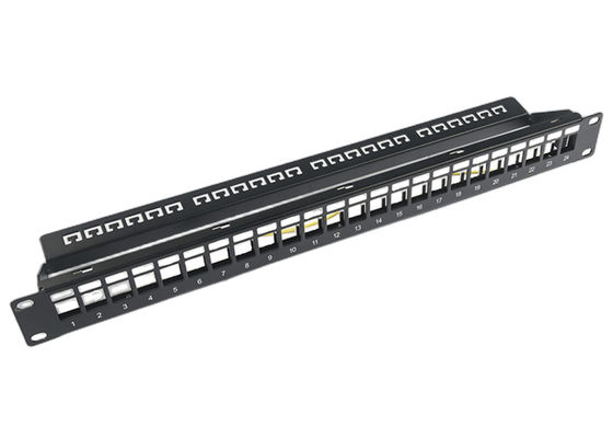 Yönetim Çubuğu ile RJ45 Ağ Yama Paneli 24 Bağlantı Noktalı 1U Keystone C5 / C5E C6