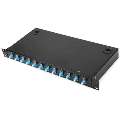 Metal Raf Montajlı Bağlantı Paneli 12 LC Dubleks Bağlayıcı FTTH Sonlandırma Kutusu