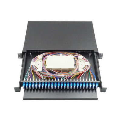 48 Çekirdek Siyah Çekmece Tipi Sonlandırma Kutusu Patch Panel 430x200x46mm