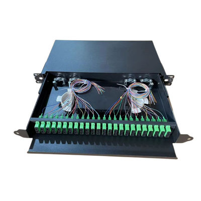 Ağ Kablolaması için 19 İnç Siyah Raf Montajlı Optik Çekmeceli Fiber Optik Patch Panel