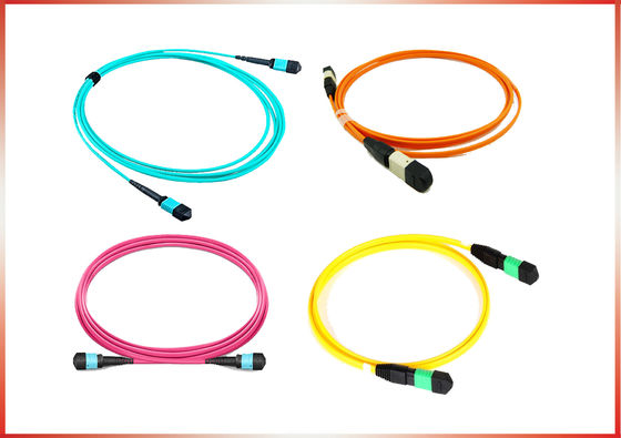 MPO-MPO Kadın 12 Fiber Düşük Kayıp 0.35dB Tipi A B Plenum (OFNP) OS2 9/125 Tek Mod Kütük Kablosu, Sarı